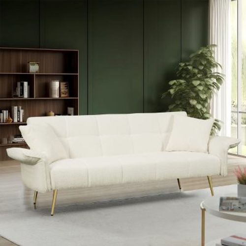 70.1" convertible double sofa bed, sleeper sofa with folding armrests & 2 pillows, couch for living rooms, Small Apartments and small Spaces