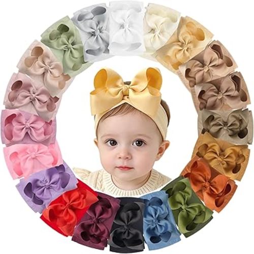20 Color Baby Bow Wide Turban Hair Bow Headbands for Infant Toddler