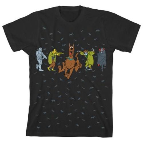 Scooby Doo and Monsters Youth Black Short Sleeve Crew Neck Tee