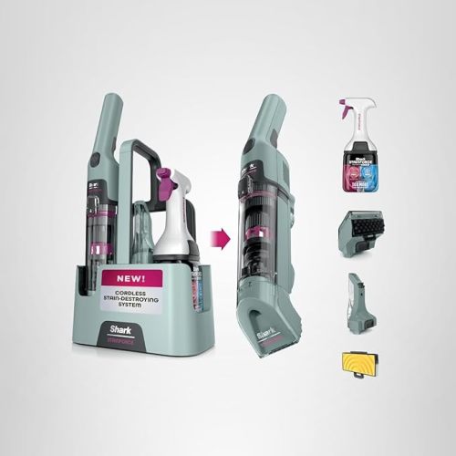 Shark StainForce Cordless Portable Spot, Stain, & Odor Remover System for Carpets, Area Rugs, Upholstery, Stairs, with Storage Caddy, Accessories, and Full-Size Cleaning Solution, HX101 (NEW)