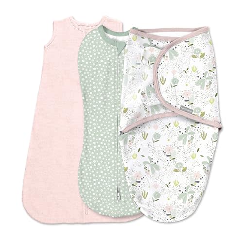 SwaddleMe by Ingenuity Comfort Pack Baby Swaddle Set, Size 0-3 Months, 5-14 Pounds, SwaddleMe Pod, Original Swaddle, Night Sack, 3pk - Peekaboo Panda