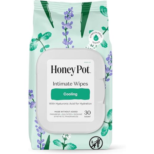 Honey Pot - Feminine Wipes - Daily PH Balancing, Fragrance & Sulfate Free Wipes for Intimate Parts, Body, or Face - Hygiene Products - Cooling 30 ct