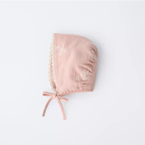EMBROIDERED FLOWER BONNET - Mid-pink | ZARA United States