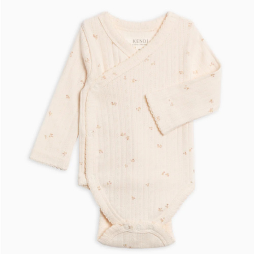 Hilda Brushed Back Pointelle Long Sleeve Kimono Bodysuit