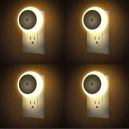 LED Night Light, Night Lights Plug into Wall, Auto Dusk to Dawn Sensor Night Lamp Led Night Light for Bedroom, Bathroom, Hallway Stairs (Warm White, 4 Pack)
