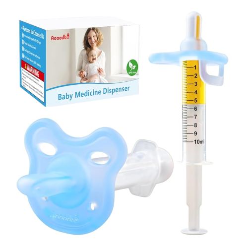 Baby Medicine Dispenser, Baby Medicine Syringe, 0 Months and up Baby Pacifiers, 100% Silicone Pacifiers, BPA-Free (Blue)
