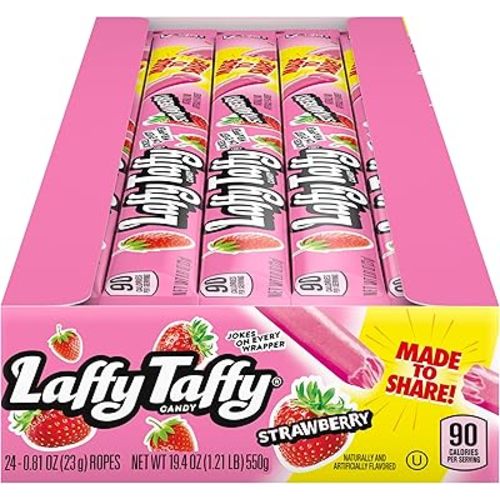 Laffy Taffy Rope Candy, Strawberry Flavor, 0.81 Ounce Ropes (Pack of 24)