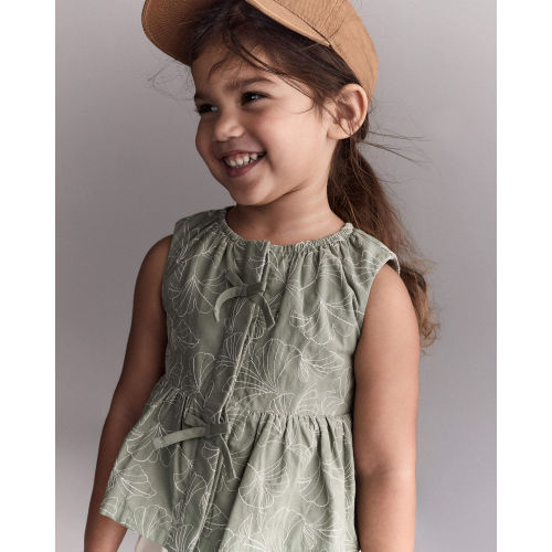 Toddler Girl Embroidered Peplum Top in Floral Print - Green - Otter Avenue | Carter's