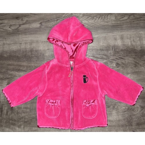 Vintage Gymboree Baby Girl 3-6 Months Full Zip Hoodie Jacket Pink 2003 Velour