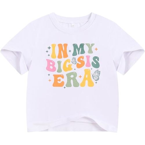 Big Sister Shirts for Girls Promoted to Big Sister Shirt Baby Toddler Cute Graphic Letter Sis Era Tee 1-7Y