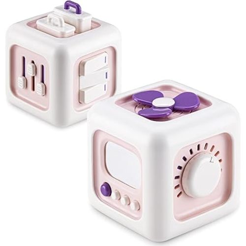 Busy Activity Cube for Fine Motor Skill Learning|Montessori Toys for 1 Year Old Boy Girl|Sensory Toys for Toddler 1-3|Travel Baby Toy for 12-18 Months|First Birthday Gift for 1 Year Old