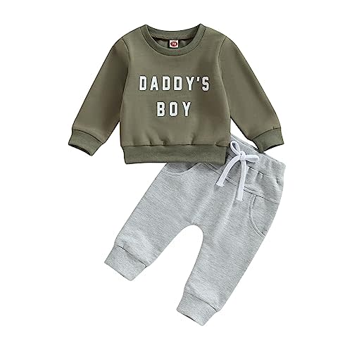 FOCUSNORM Toddler Baby Boy Outfits Newborn Infant Fall Winter Clothes Letters Sweatshirt Tops Elastic Waist Sweatpants Sets
