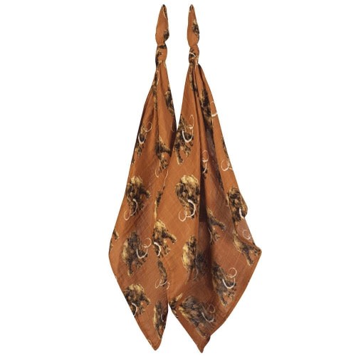Woolly Mammoth Organic Cotton Muslin Two-Piece Burp Cloth Set