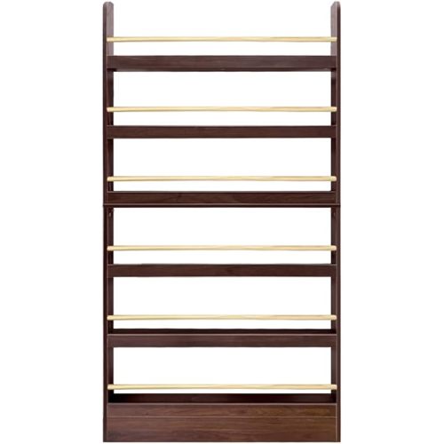Behind The Door Bookshelf - Hidden Wooden Book Shelf Anti-tip, 4/6/8in Width Wall Mounted Book & Toy Organizer Storage for Bedroom Living Room Office Walnut (6 Tier-31.5×4×70.1")