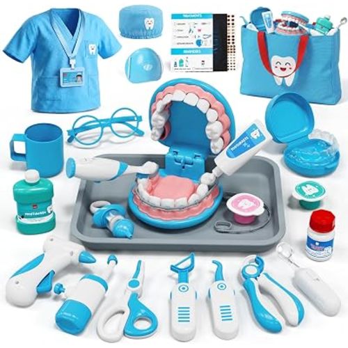Lehoo Castle Doctor Kit for Toddlers 3-5, Kids Dentist Play Set (Blue)