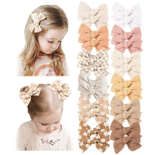 24 PACK Baby Girls Hair Bows Clips Hair Barrettes Accessory for Babies Infant Toddlers Kids in Pairs