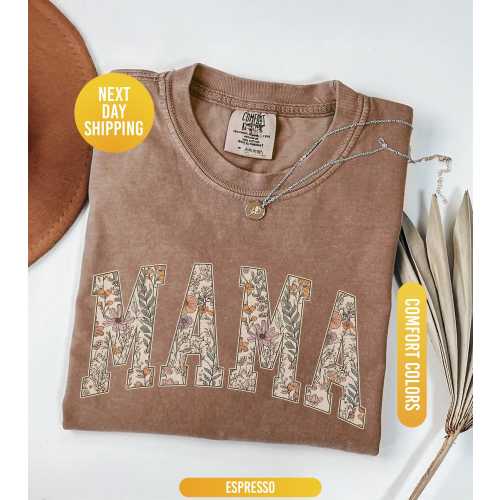 Comfort Colors® Mama Shirt, Floral Mama Shirt, Mothers Day Gift, Shirt For Mom, Retro Mom Tee, Cute Mom Shirt, Mama Tshirt, Shirt for Women