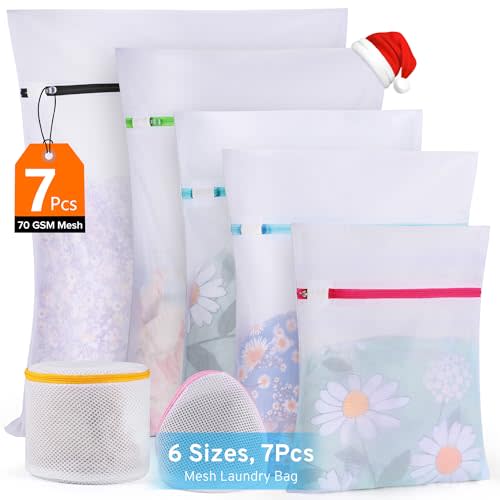 Ultimate 7 Pack 6 Size Mesh Laundry Bags Set for Delicates with AUTO-Lock Zipper, Lingerie Bags for Washing Delicates, Laundry Bags Mesh Wash Bags, Delicates Laundry Bag for Jeans,Blouse,Stocking,Bra