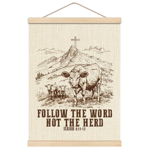 HKTZM Western Cowboy Wooden Poster Hanger Frame 12.5x17 Inch,Christian Wall Art Poster Hanger Frame,Bible Verse Wall Hanging Decor For Bedroom Living Room