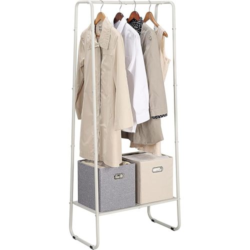 SunnyPoint Freestanding Clothes Garment Rack, Organizer Closet (OFF-WHITE)