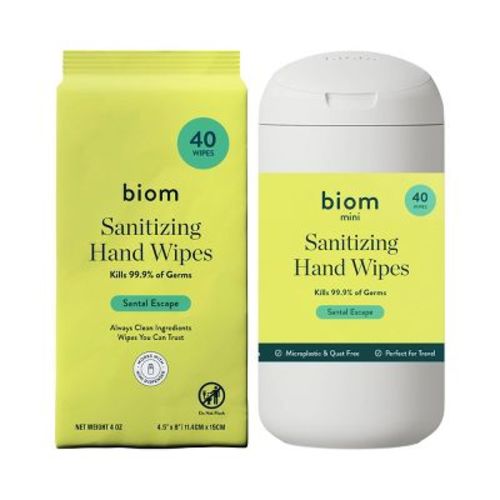 Biom Mini Dispenser with Biodegradable Hand Sanitizing Wipes - Santal Escape - 40ct