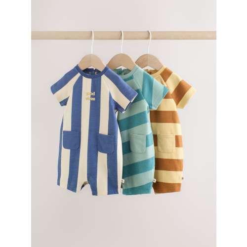 Striped Jersey Baby Rompers 3 Pack