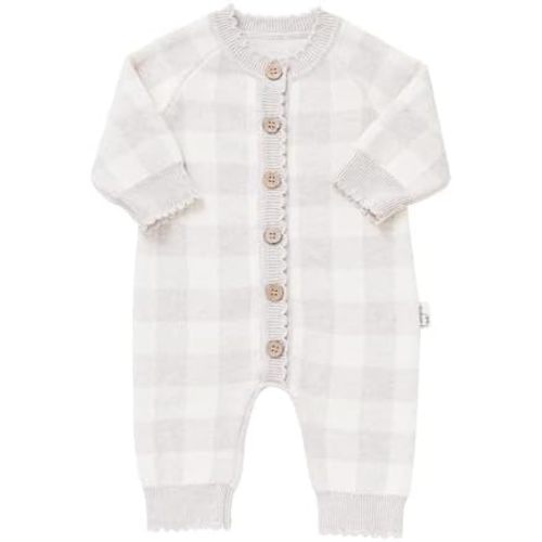 Avibae Knit Baby Sweater, Cotton Thermal Clothes for Newborn Infant, Baby Boys and Girls Plaid Romper