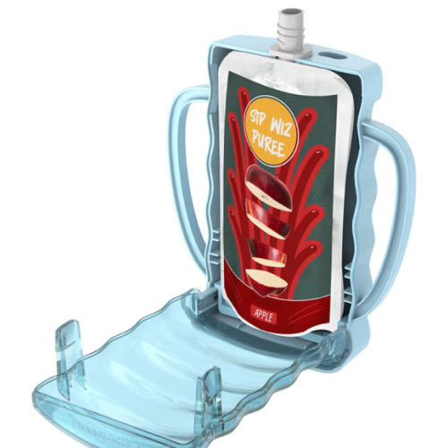 Dinneractive Sip Wiz - Baby Pouch Holder No Squeeze Pouch Food Pouches & Juice Box Holder - Anti-Squeeze Yogurt Pouch Reusable Toddler Essentials