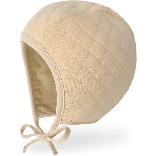 JELLYTREE Baby Hat Bonnet Quilted Pilot Cap Warm Muslin Lined Cotton Toddler Boys Girls Fashion Infant Beanie, 6m 12m 18m