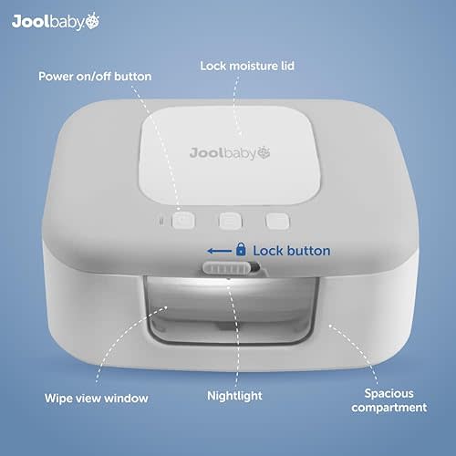 TinyBums Baby Wipe Warmer & Dispenser with LED Changing Light & On/Off Switch - Jool Baby (Gray)