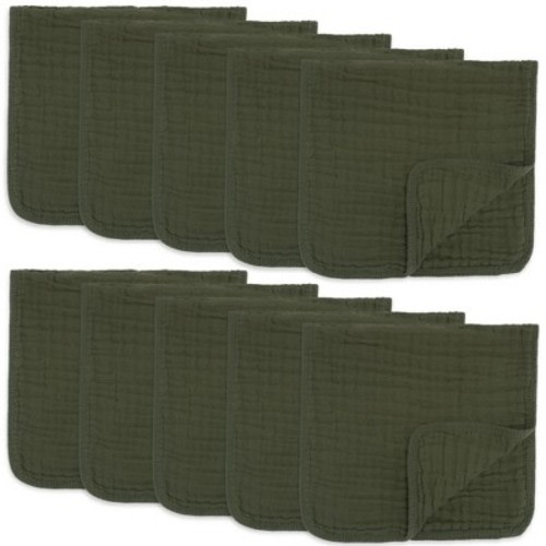 Muslin Burp Cloths Large 100% Cotton by Comfy Cubs, Color: Kelp, Size: pack of 10