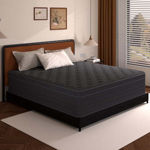 14 inch Queen Size Mattress,Gray Cooling Gel Memory Foam Mattress in a Box, Individual Pocket Spring Hybrid Mattress,Pressure Relief, CertiPUR-US
