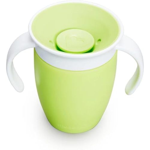 Munchkin Miracle 360 Cups for Toddlers sippy cups, toddler cups spill proof with Dentist Recommended Spoutless Design, BPA-Free Kids Cups, Easy to Clean, 7 oz, (Lime)