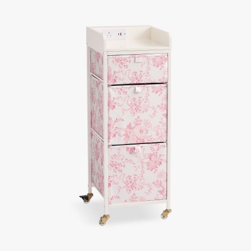 LoveShackFancy Tall Plug-In Rolling Cart with AC Plug & USB A/C (12.75"x35.25")