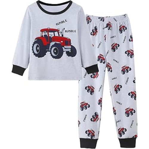 Mikrdoo Toddler Boys Pajamas 2-Piece Kids Pjs Set Soft Stretchy Long Sleeve Top and Pants size 12Months-7Years