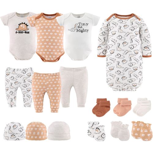 The Peanutshell Baby Layette Gift Set for Baby Boys or Girls - 16 Piece New Born Unisex Gift Set, Clothes & Newborn Essentials Must Haves - Clothes 0-3 Months - Tiny Dino