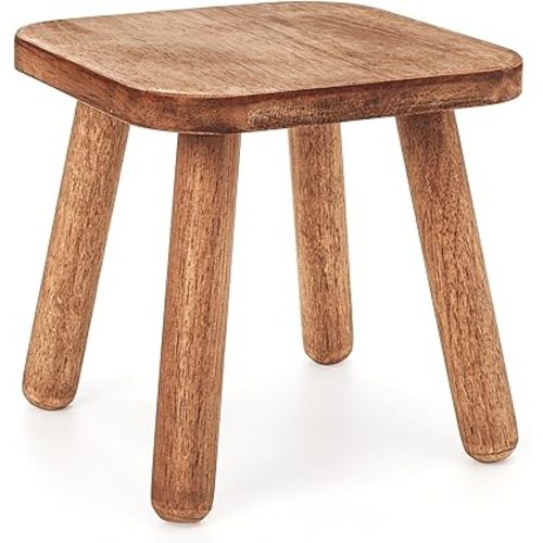 Youeon 9 Inch Small Wooden Step Stool, Non-Slip One Step Stool for Adults, Holds up to 300 Lbs, Portable & Sturdy, Footstool for Bedroom, Bathroom, Kitchen, Easy to Assemble
