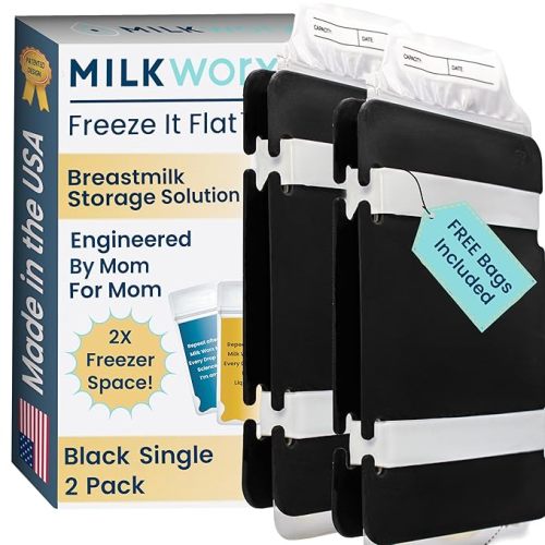 Freeze It Flat Breastmilk Freezer Storage System - Space-Saving Organizer for Breast Milk Storage Bags - Freezer Organization Made in USA (Black, Single 2-pk)