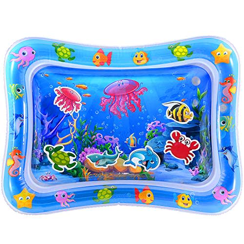 MAGIFIRE Tummy Time Baby Water Mat Infant Water Mat for 3 6 9 Months Boys Girls Promotes Visual Stimulation (Jellyfish)