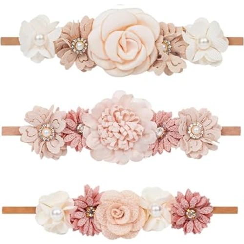 Baby Girl Flower Headbands Set Floral Elastic Hairband for Newborn Toddler