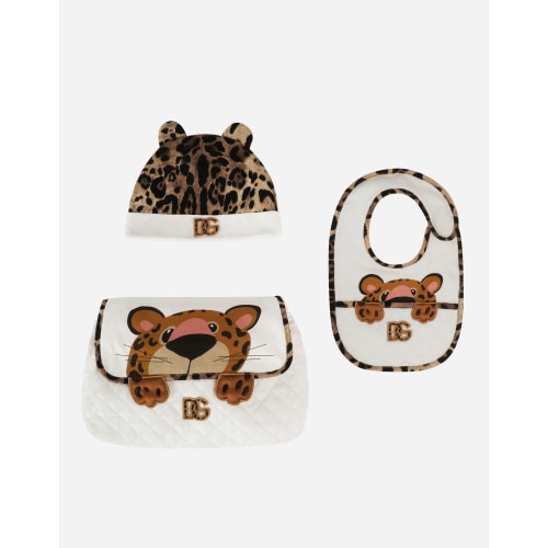 3-piece gift set in baby leopard-print jersey