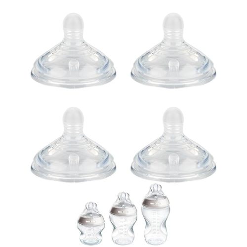 Silicone Nipple (S) for Tommee Tippee Natural Start Anti-Colic Baby Bottles, Slow Flow, 0m+, 4 Count