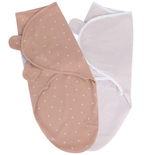 Ely's & Co. Adjustable Swaddle Blanket Infant Baby Wrap Pink Tulips and Pink Stripes 2 Pack