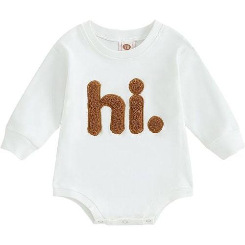 VISGOGO Newborn Infant Baby Boy Oversized Romper Sweater Bodysuits Coming Home Outfit Neutral Clothes
