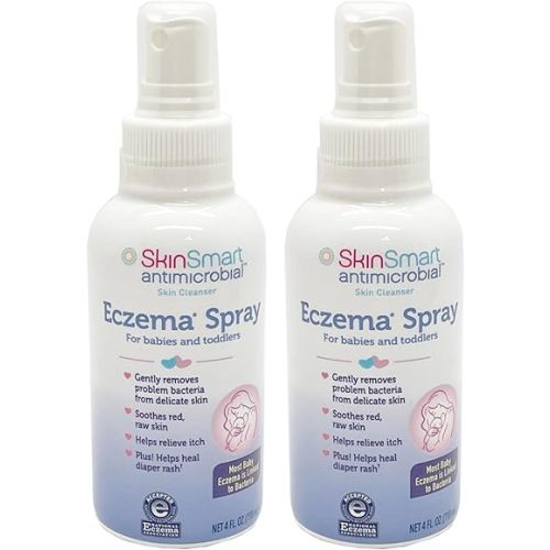SkinSmart Eczema Spray for Babies and Toddlers, Removes Bacteria so Skin Can Heal, 4 Ounce Spray (Pack of 2) Safe for Delicate and Raw Skin