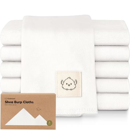 Organic Burp Cloths Baby Boy, Girl - 6-Pack Large 100% Cotton Burping Cloths for Babies, Spit Up Rags, Super Absorbent, Ultra Soft Newborn Rag, Gender Neutral, Machine Washable, Durable (Soft White)