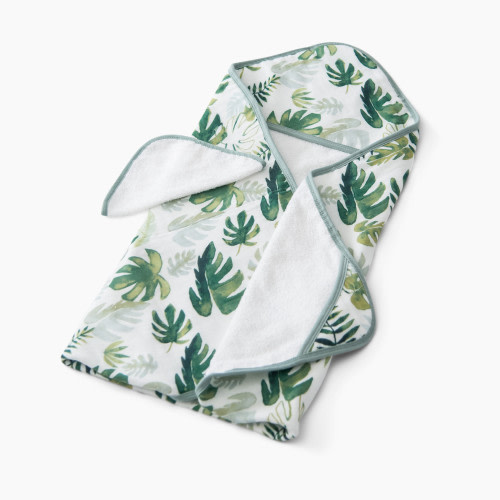 Little Unicorn Cotton Muslin & Terry Infant Hooded Towel - Tropical Leaf