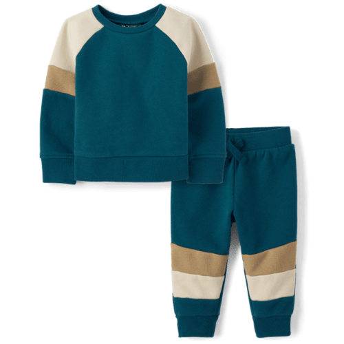 Baby And Toddler Boys Colorblock Fleece 2-Piece Outfit Set - Blue