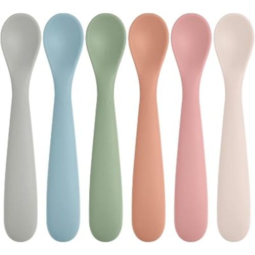 6 Pack Silicone Baby Spoons Self Feeding 6 Months+, BPA Free