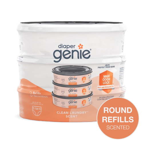 Diaper Genie Refill, Clean Laundry Scent, Max Odor Lock, 6.4m (21 ft), Holds Up to 270 Newborn Diapers (Pack of 3)